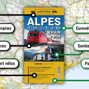 Cartotrain - Carte "Alpes 6 pays : Train+Bus"